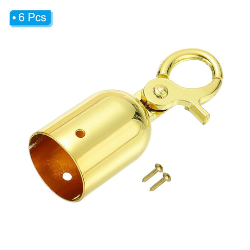 PATIKIL 1.1"x3.2" Stanchion Rope End Stopper, 6 Pack Cord End Caps Barrier Rope End Cap Snap Hooks for Crowd Control Queue Divider, Golden...