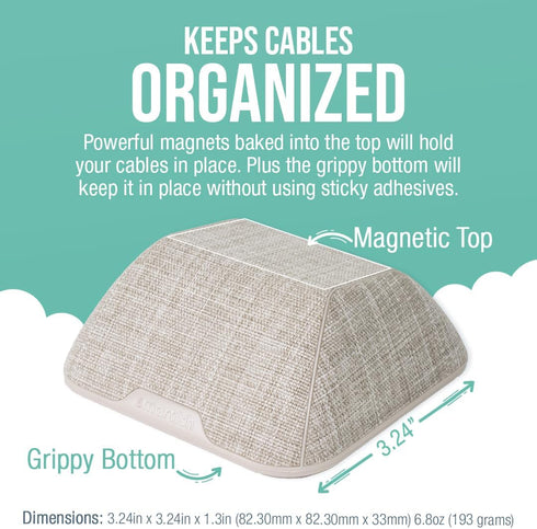 Smartish Magnetic Cord Holder - Cable Wrangler Organizer with Magnet Clips for Charger Management on Desktop, Nightstand, or Side Table for All Ca...
