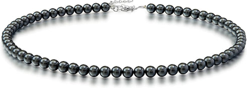 EVER FAITH Pearl Choker Necklace, Sterling Silver Round Simulated Pearl Elegant Wedding Necklace Strand Jewelry for Women Bride...