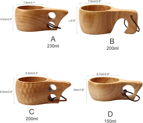 Mochiglory Wooden Mug Nordic Style Handmade Natural, Portable Wooden Drinking Cup for Coffee, Tea and Milk...
