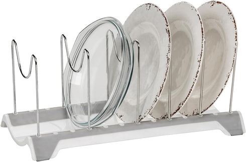 Cabinet Pot Lid Holders Organizer, Rack Holder Rest Storage for Pot Lid,Pans,Plates,Cutting Boards,Bakeware,Cooling Rack,Serving Trays, with 6 Sta...