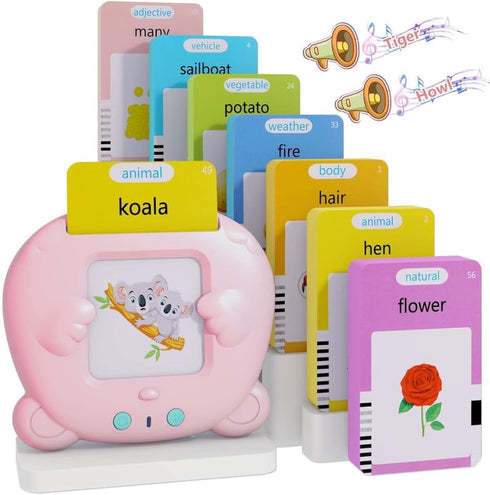 Talking Flash Cards - Early Development Learning Toy with 112 Cards for 224 English Words, Montessori Sensory Toy for Kids...