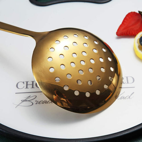 Gold Skimmer, Berglander Metal Strainer With Titanium Gold Plating, Kitchen Cooking Skimmers For Non-Stick Cookware, Dishwasher Safe, Easy to Clea...