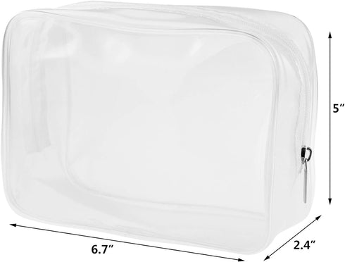 5 Packs Clear Cosmetics Bag TSA Approved, PVC Zippered Toiletry Carry Pouch Portable Makeup Bag for Vacation Travel, Bathroom and Organizing Water...