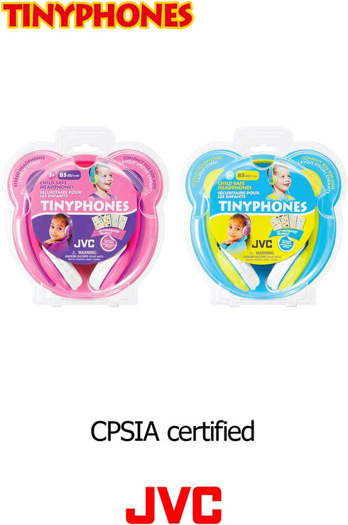 JVC Kids Headphones, Volume limiter, Kid Safe, Length Adjustable, Toddler Headphones, Fun Stickers Included - HAKD7Y (Yellow)...