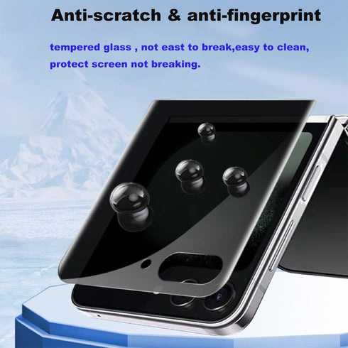 1+1 PACK Privacy Screen Protector for Samsung Galaxy Z Flip 5 5G 2023,Anti-Peep Anti-spy 1PCS Outside Tempered Glass+1PCS Inside Privacy Soft Matt...