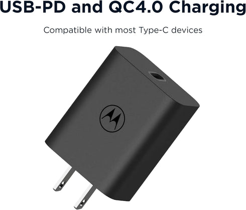 Motorola TurboPower 30 USB-C Charger - No Cable - for Moto G 2025, G Power 2025, G Power 5G (2024), Moto G Stylus 5G (2024), Motorola Razr (2024/2...