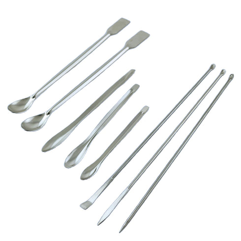 8pcs Stainless Steel Laboratory Micro Spoon Reagent Scoop Laboratory Mixing Spatula Set for Deep Bottles and Jars Silver...