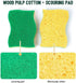 Graham & Ash Co 6 Pack Natural Sponges Plant Based Wood Pulp Non Scratch Sisal Scrubber for Kitchen Bathroom and All Surfaces (6, Blue & Yellow)...