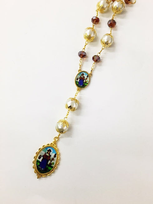 CLGIFT crystal Santo Niño de Atocha (holy infant of atocha) car auto rosary Perfect for First Communions, Baptism,Shower/Religious gift /...