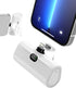 White Small Battery Charger for iPhone, Mini Portable Charger with Builtin Metal Stand, 5000mAh Ultra-Compact Power Bank?100%-0%? Digital Display ...
