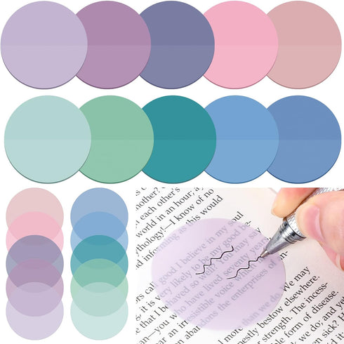 500 Sheets Transparent Sticky Notes Round Translucent Sticky Notes Sticky Tabs Colorful Page Flags Stickers Clear Book Markers Bible Journaling Of...