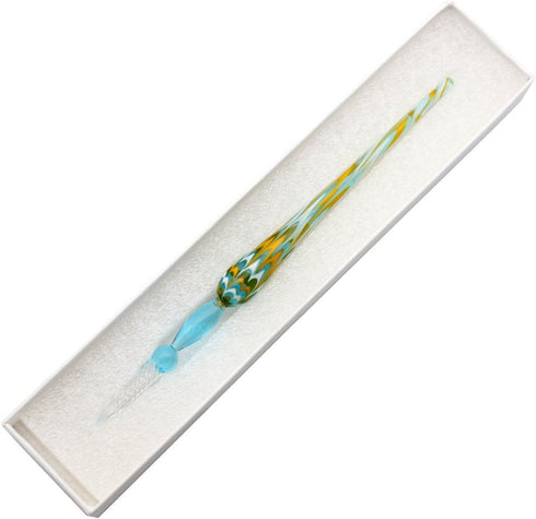Gullor Vintage Glass Dip Pen - Crystal Blue Signature Pen Gift, Handmade...