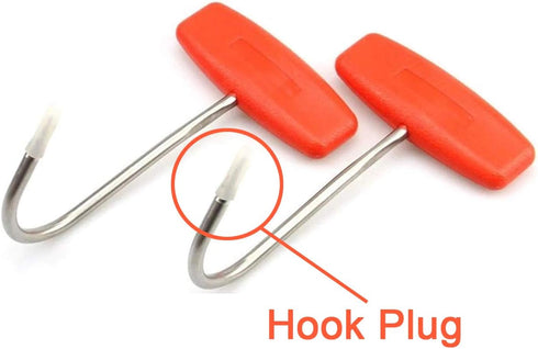 TIHOOD 2PCS Meat Hooks for Butchering,T Shaped Boning Hooks with Handle 6 inch Stainless Steel Butcher Shop Tool Kit (Orange x2)...