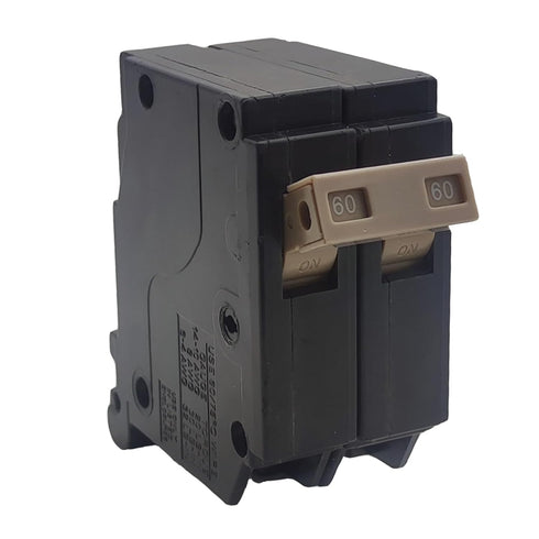 2-Pole 60 Amp Circuit Breaker, Type 3/4-Inch Plug-On Molded Case Circuit Breaker, Thermal Magnetic Protection, 10 KAIC, 120/240V, Fit for Cutler H...