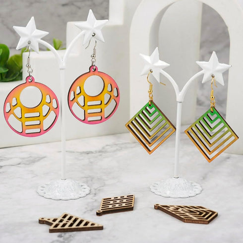 Boho Wooden Earring Making Kit 48pcs Unfinished Natural Wood Filigree Pendants in Round & Rhombus & Tree & Arrow & Kite Shape with Earring Hooks &...
