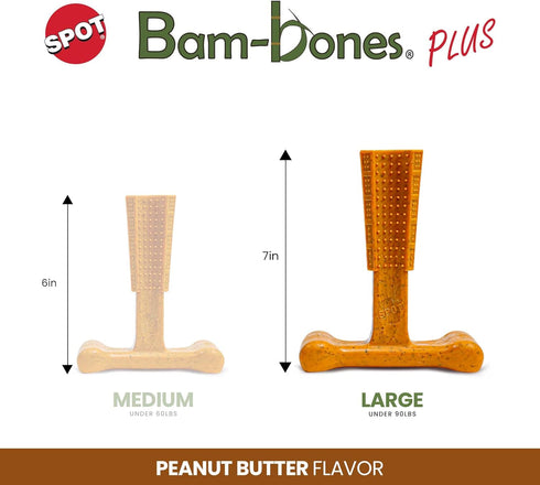 SPOT Bam-bones PLUS T Bone - Bamboo Fiber & Nylon, Durable Long Lasting Dog Chew for Aggressive Chewers – Toy for Dogs & Puppies under 90lbs, Non-...