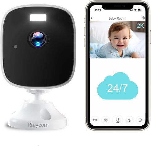 Rraycom 2K Security Cameras for Home Security,4MP WiFi Indoor Camera with Color Night Vision, AI Motion Detection, Two-Way Audio, Cloud & SD Card ...