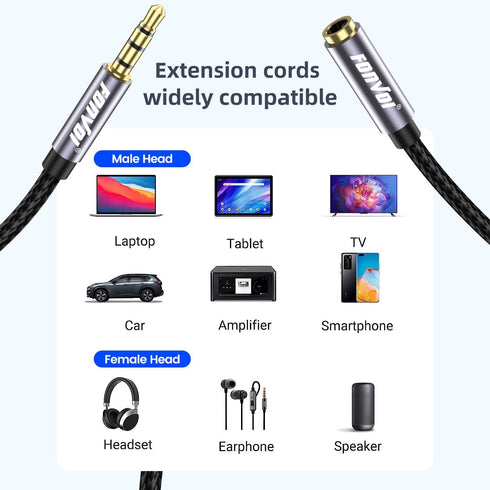 TRRS Headphone Extension Cable,4 Pole 3.5mm Stereo Jack Male to Female Aux Extension Cable,Audio Extension Cable for Headphones/Microphones/Tablet...