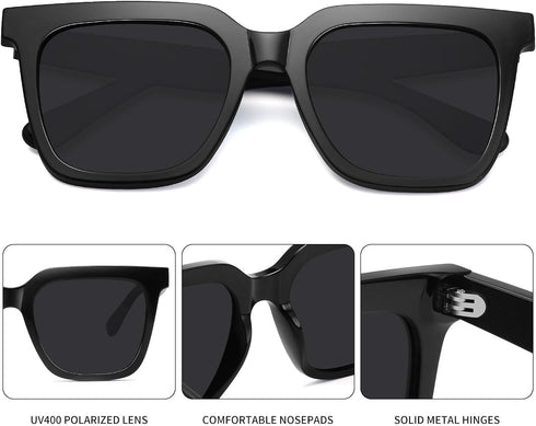Large Square Sunglasses Trendy Polarized Sunglasses for Women Men Classic Retro Style UV400 Protection...
