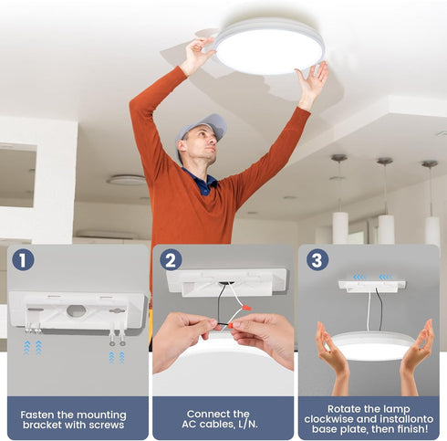 NIORSUN 7 Inch LED Ceiling Lights,5CCT Lighting Options Dimmable flush Mount ceiling light,15W Bathroom Ceiling Lights,Flat Ceiling Light,Low Prof...