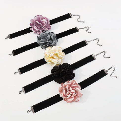Flower Choker Necklaces for Women Rose Choker Black Velvet Choker Necklace Rosette Camellia Daisy Floral Choker Necklace Black White Flower Choker...
