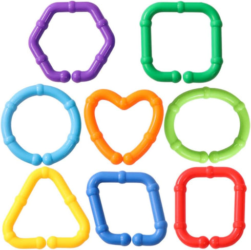 50PCS Baby Rings Toy Links Plastic Babies Teething Ring Attach Baby Toys to Strollers or Carrier Seat or Baby Bouncers for Infants...