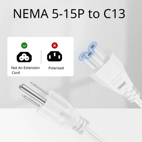 TNP Universal Power Cord (3 Feet) - IEC320 C5 to NEMA 5-15P 3-Prong Power Extension Cable Wire Connector Socket Plug Jack for Laptop Notebook AC P...