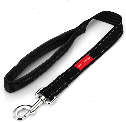 Short Dog Leash with Padded Handle, Double Webbing Nylon Reflective Pet Leashes Pet Leash for Walking Training (Black)...