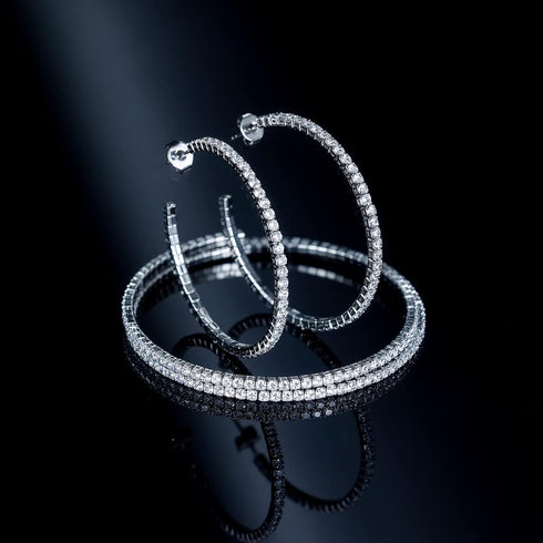 Cubic Zirconia Adjustable Cuff Bracelet for Women Men, White Gold Plated CZ Bracelet and Anklets Chain...
