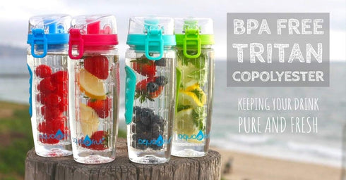 AquaFrut 32 OZ Fruit Infuser Water Bottle BPA-Free Fruit Infusion Sports Bottle - Flip Top Lid w Drinking Spout, Leak Proof, Made of Durable Trita...
