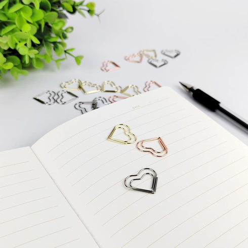 100 Pcs Cute Paper Clips Suitable for Children Ladies Wedding Decoration Document Notes Organization Office Supplies Heart Paper Clips (Silver)...