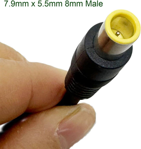 2Pcs DC 7.9mm x 5.5mm 8mm Male Power Wire Supply Repair Solar Laptop 16AWG Pigtail Connector Cable 12V 24V DC 8mm Male Plug to Bare Wire Open End ...