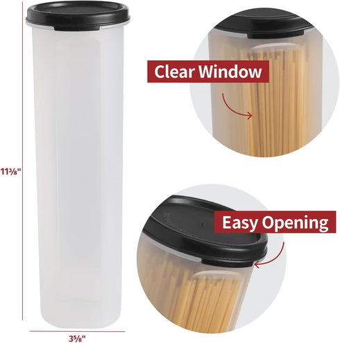 Tall Clear Spaghetti Pasta Container Storage With Lid.Multi-Purpose Kitchen Pantry Organization And Food Storage For Noodles Beans Straws - Airtig...