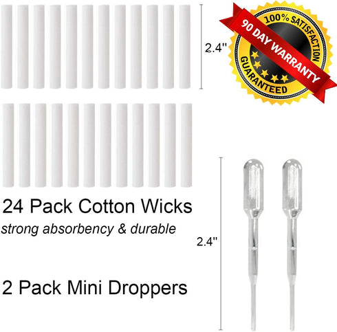 6 Pack Aromatherapy Nasal Inhaler Tubes for Essential Oils, Portable Reusable Blank Aluminum Nasal Inhalers with 2 Mini droppers 24 Cotton Wicks a...