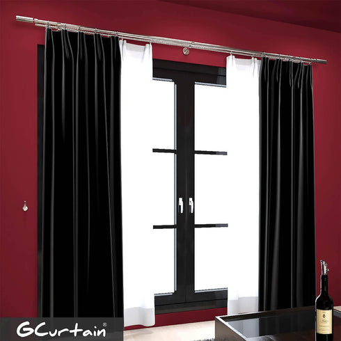 Adjustable Double Curtain Rod, 44-82 Inch, 3/4 Inch Diameter, Brushed Nickel Finish, Wall Mount, Shooting Star Finials...