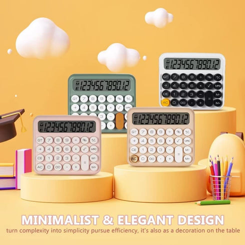 Mechanical Switch Calculator, Desktop Calculator 12 Digit Large LCD Display Big Button Calculator for Christmas Apricot Clear Standard for Daily a...