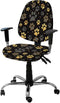 Computer Office Chair Cover Yellow Paw Print Black Background Protective & Stretchable Desk Chair Covers Soft Polyester Universal Rotating Chair S...