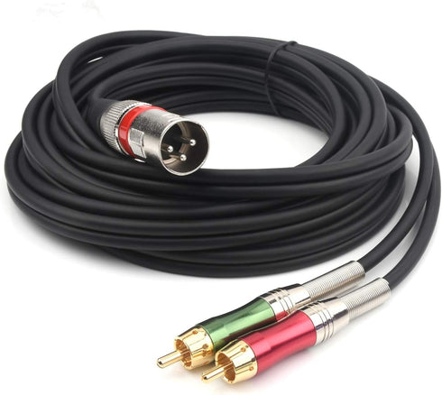 SiYear 15FT XLR Male to 2 x Phono RCA Plug Adapter Y Splitter Patch Cable, 1 XLR Male 3 Pin to Dual RCA Male Plug Stereo Audio Cable Connector(4.5...