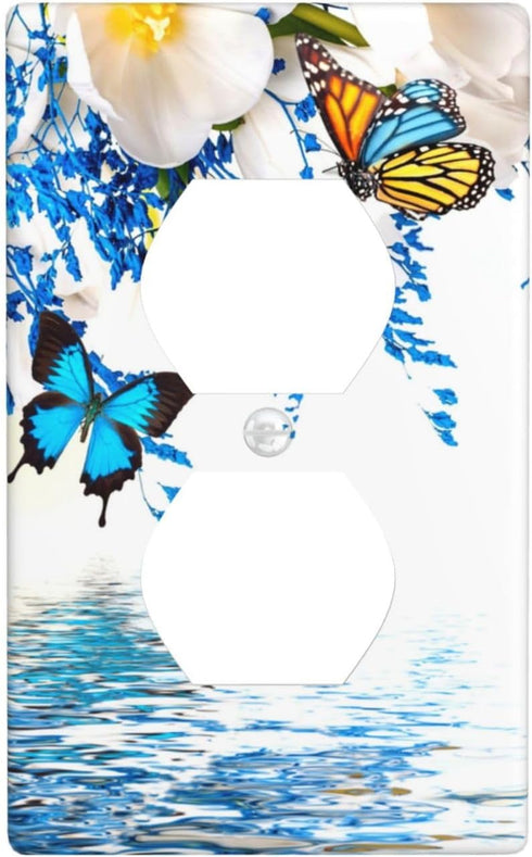 Butterfly Flower Single Duplex Outlet Light Switch Plate Cover Decor Wall Plate Cover For Home Bedroom Kitchen Decorative 4.5 * 2.76 Inch...