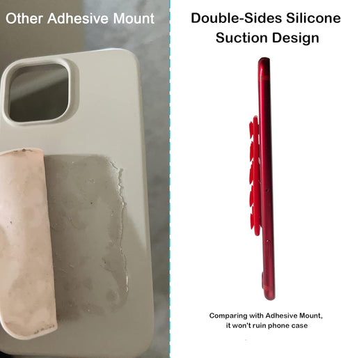 Silicone Suction Phone Case Double-Sides Mount, Silicon Hands-Free Phone Accessory for iPhone and Android, Mirror Shower Phone Holder, Tiktok Vide...