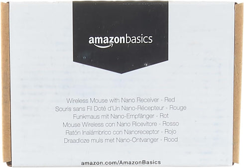 Amazon Basics 2.4 Ghz Wireless Optical Computer Mouse with USB Nano Receiver, Red...