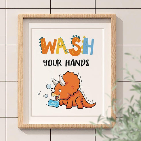 Dinosaur Bathroom Decor, Funny Dinosaur Themed Bathroom Inspirational Quotes Art Print Humorous Quotes Painting, Set of 4 (8”X10”), Unframed...