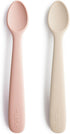 mushie Silicone Baby Feeding Spoons | 2 Pack (Blush/Shifting Sand)...