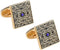 Vintage Celtic Cufflinks Luxury Blue Cubic stone Gold tone Cuff links YW19...