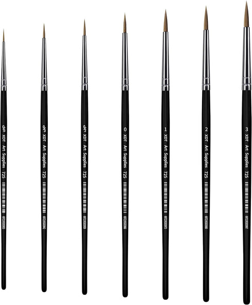 XDT#725 Fine Detail Brushes 7pcs Set, Detail Paint Brushes for Acrylic Oil Watercolor, Miniature Paint Brushes for Art Painting Body Painting Face...