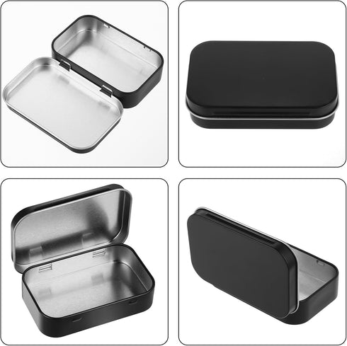 Metal Rectangular Empty Hinged Tins Tin Containers Empty Metal Tins Box Small Empty Tins with Lids Rectangular Hinged Tins Mini Portable Box Conta...