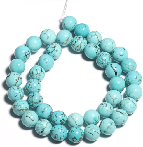Yochus 8mm Blue turquoises Round Loose Beads Natural Stone Beads for Jewelry Making...