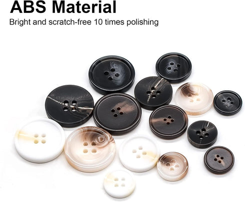110Pcs Mixed Sewing Buttons, 4-Hole Craft Round Blazer Buttons, 5 Color 3 Size(15mm,20mm,25mm) Suit Coats Resin Button, Suitable for Variety Cloth...