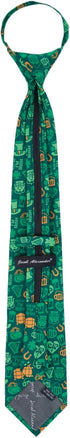 Jacob Alexander Men's Happy Saint Patrick's Day Kiss Me I'm Irish Lucky Symbols Pattern Pre-Tied Zipper Neck Tie - Green...